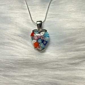 Beautiful “One-of-a-kind” Millefiori (Venetian glass) Heart Pendant